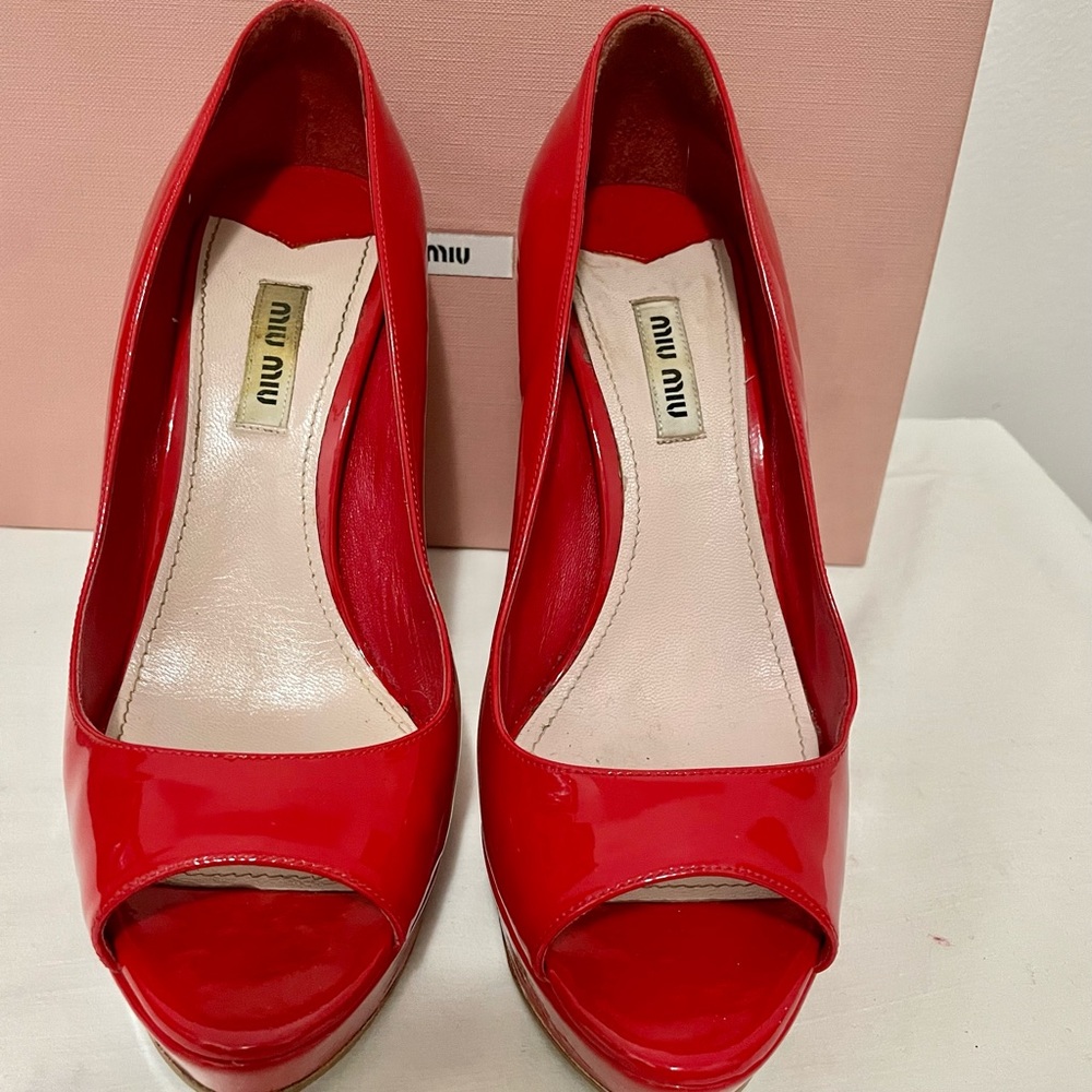 Miu Miu Red Patent Leather Platform - image 4